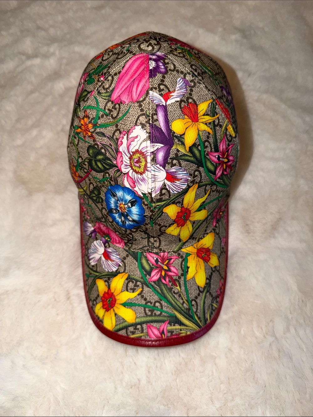Gucci Floral Logo Baseball Cap in Yellow, Pink, Blue, Purple and Green